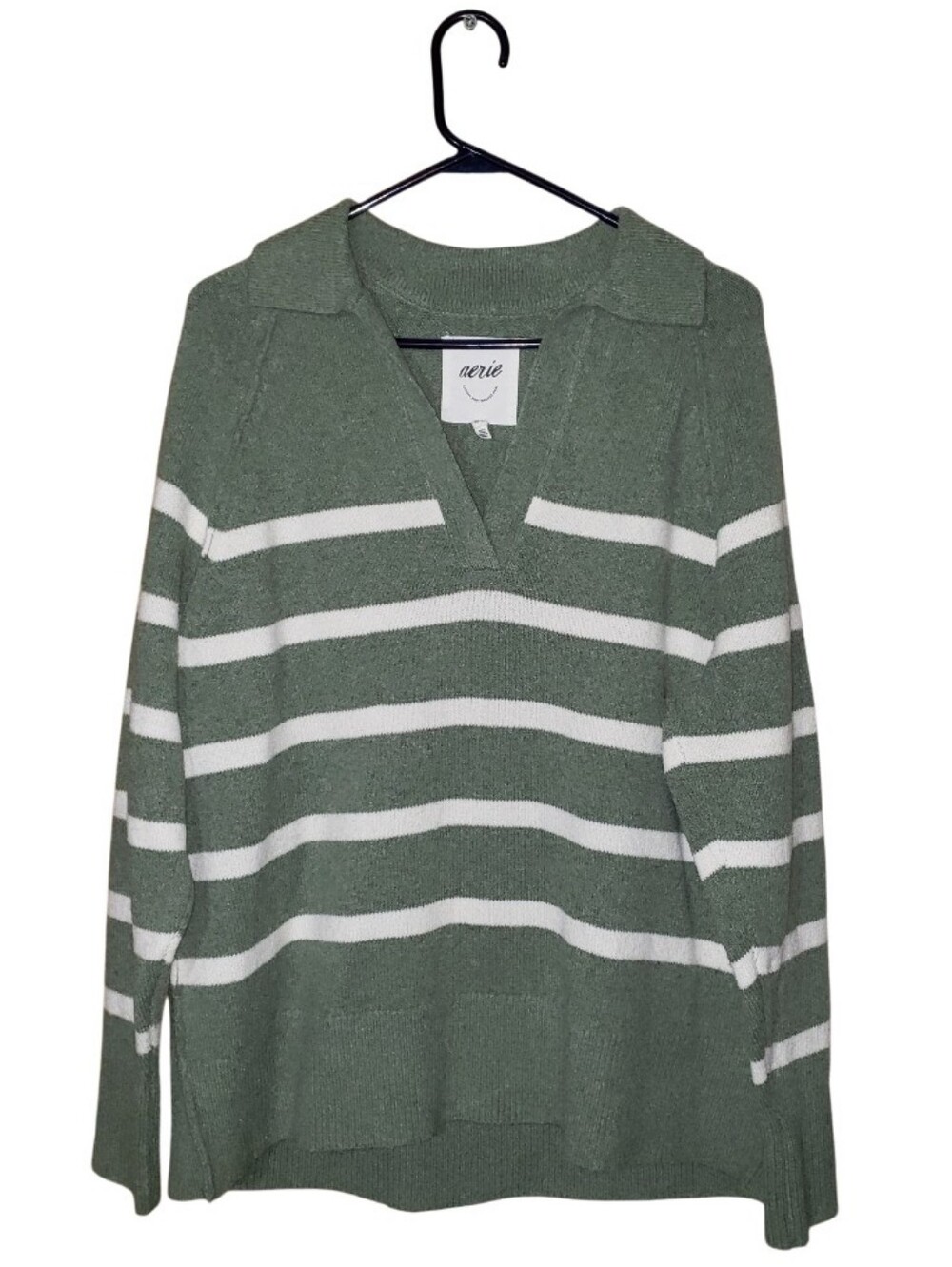 Aerie UnReal Oversized Striped Rugby Polo Sweater - Picture 3 of 7